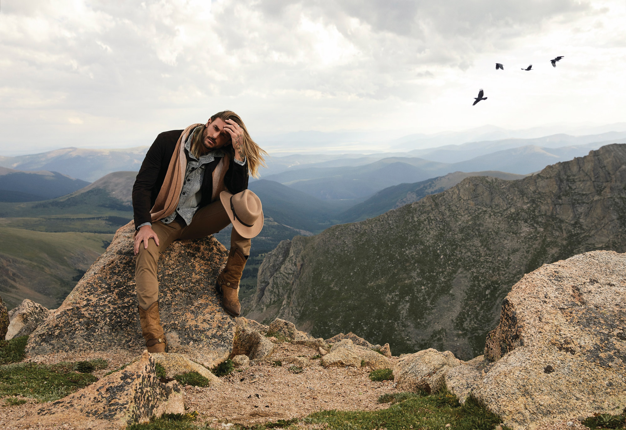portrait of male model at mt evans in colorado